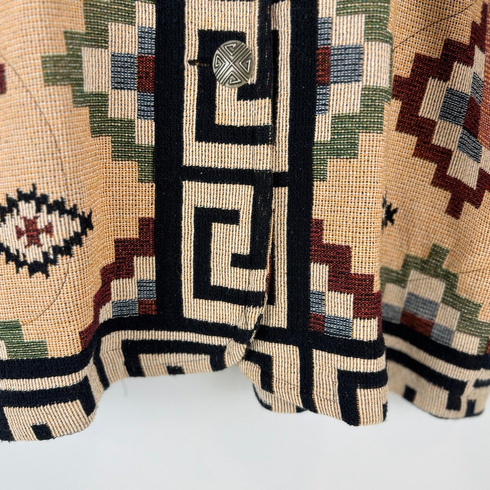 VTG! Its Outta The Bag Unge Potch Ket Tapestry Navajo Southwest Jacket M USA - Picture 12 of 15